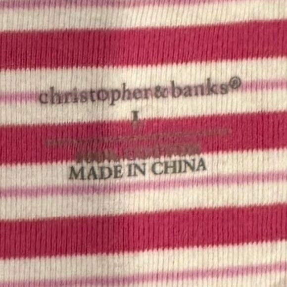 Christopher & Banks Pink and White Striped Short Sleeve Shirt - Picture 3 of 4